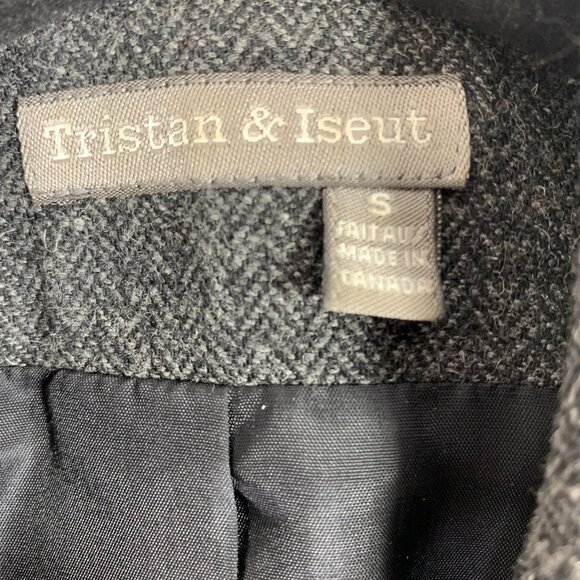Tristan & Iseut blazer jacket wool blend- rayon grey  tweed size small - Picture 2 of 16